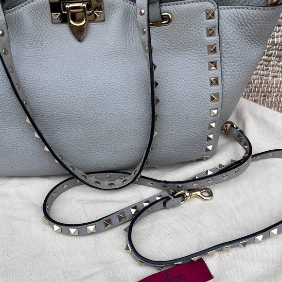 Valentino Rockstud Grainy Calfskin Bag - Gray - Picture 3 of 13